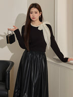 Glossy Black Faux Leather Skirt