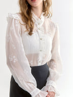 Vintage Pearl Button Lace Blouse