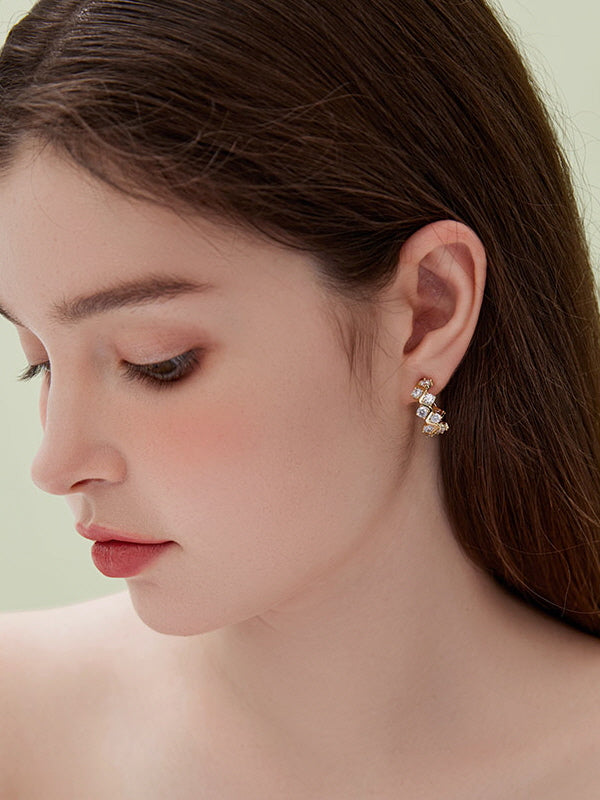 Dazzling Crystal Hoop Earrings
