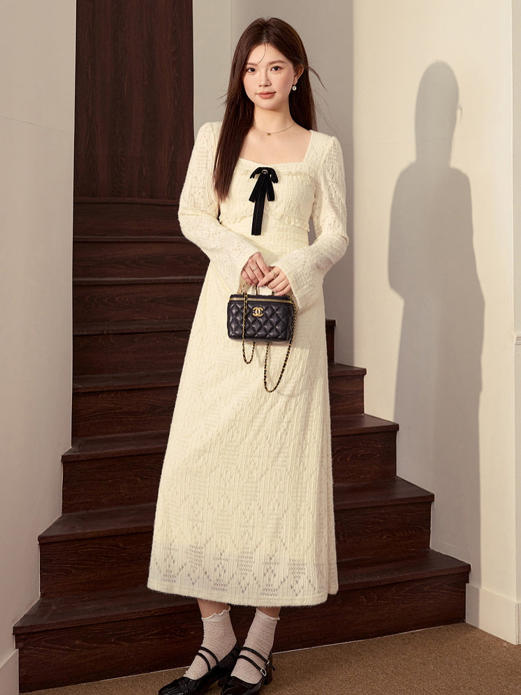 Velvet Ribbon Vintage Lace Knit Dress