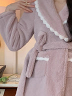 Pom Pom Velvet Winter Robe