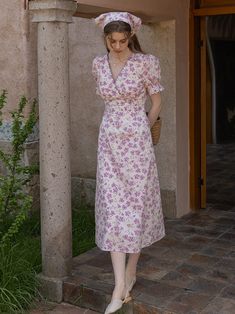 Cottagecore Floral Elegance Cotton Dress