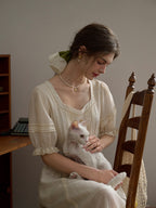 Vintage Ivory Cottage Long Dress