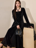 Midnight Velvet Lace Maxi Dress