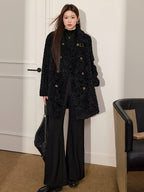 Elegant Double-Breasted Faux Fur Coat