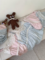 Floral Whisper 3-Piece Blue Loungewear Set