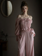 Pearl-Embellished Pink Lounge Set