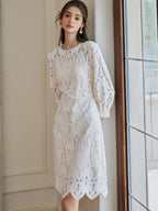 Ivory Lace Vintage Midi Dress