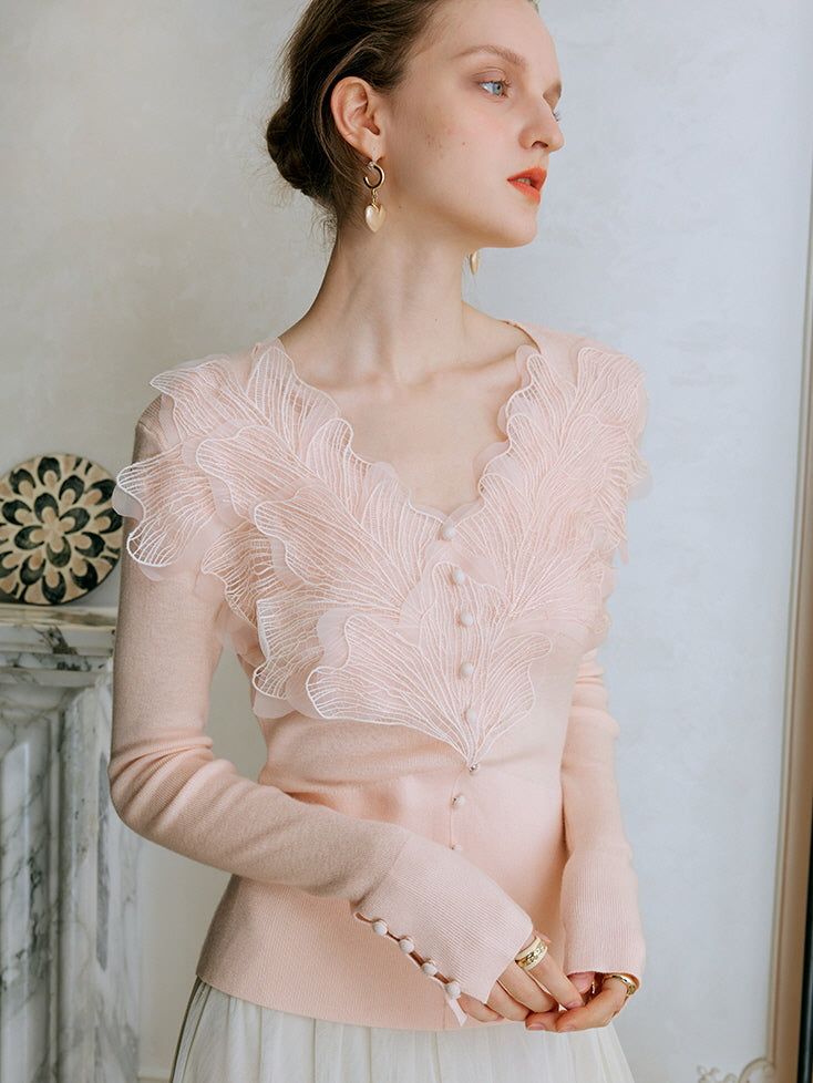 Delicate Ruffled Fairy Floral Cardigan
