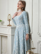 Celestial Blue Embroidered Lace Dress