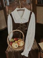 Earthy Velvet Button-Front Pinafore Dress