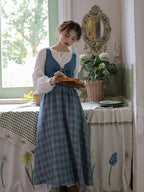 Vintage-Inspired Linen Pinafore Dress & Classic Cotton Blouse