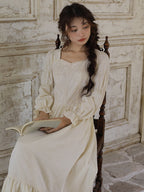 Vintage Princess Beige Cotton Dress