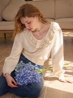 Vintage Lace Collar Knit Sweater