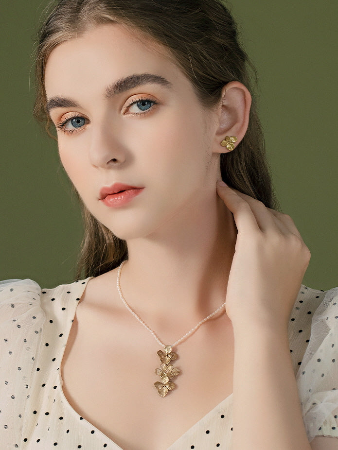 Elegant Hydrangea Stud Earrings