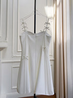 Coquette White Ribbon Bow-Adorned Dress