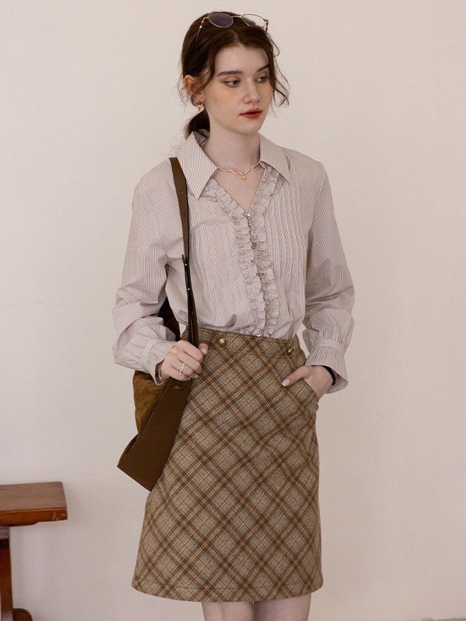 Vintage Charm Ruffled Cotton Blouse