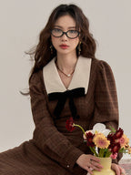 Vintage Plaid Bowkno Dress