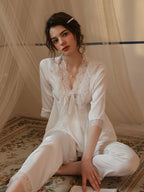 Elegant Romantic Ruffled Pajama Set