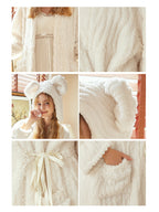 Cozy Bear Ears White Robe Set