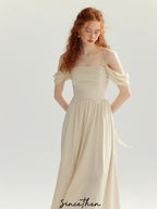 Ethereal Off-Shoulder White Princess Maxi Dress
