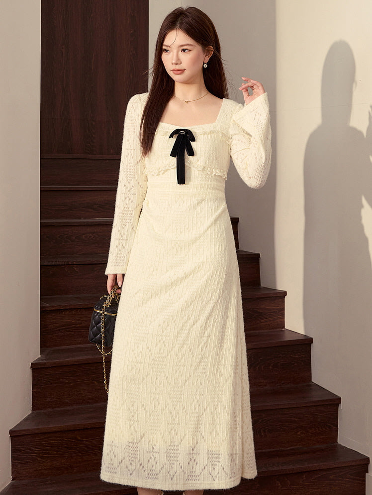 Velvet Ribbon Vintage Lace Knit Dress