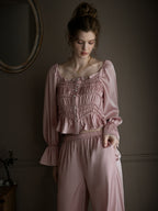 Pearl-Embellished Pink Lounge Set