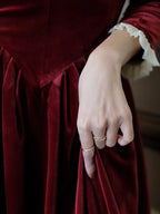 Ruffled Trim Royal Red Velvet Vintage Dress
