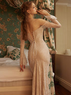 Victorian Elegance Off-Shoulder Lace Gown