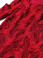 Scarlet Elegance Lace Midi Dress