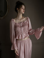 Pearl-Embellished Pink Lounge Set