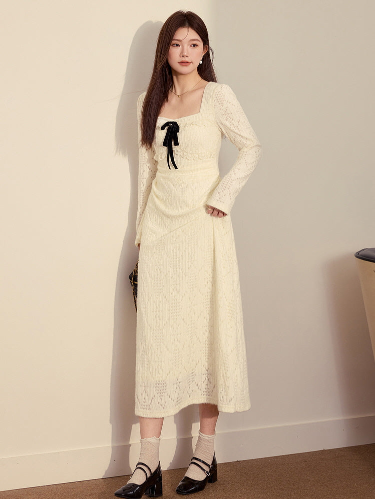Velvet Ribbon Vintage Lace Knit Dress