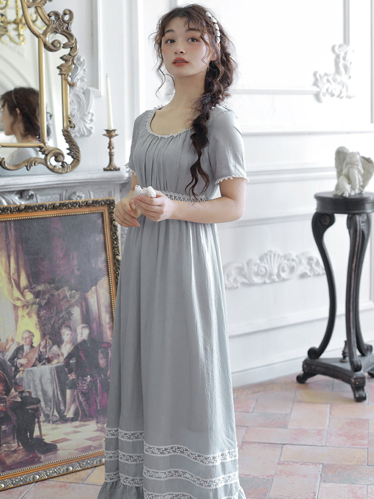 Enchanted Pearl Gray Blue Princess Dress