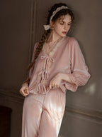 Blush Velvet Ribbon Pajama