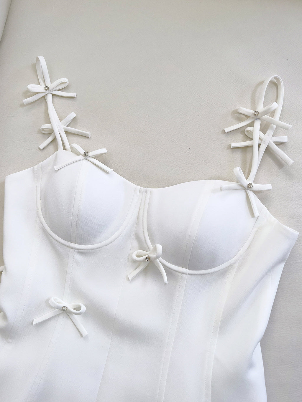 Coquette White Ribbon Bow-Adorned Dress