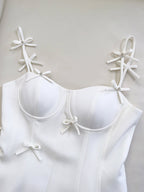Coquette White Ribbon Bow-Adorned Dress