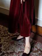 Ruffled Trim Royal Red Velvet Vintage Dress
