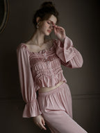 Pearl-Embellished Pink Lounge Set
