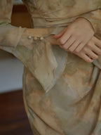 Vintage Painting-Inspired Silhouette Dress