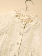 Vintage-Inspired Floral Embroidered Cotton Dress