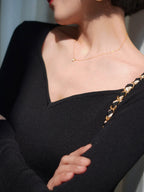 Vintage-Inspired Black Knit and Chiffon Dress