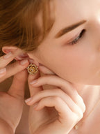 Golden Blossom Crystal Stud Earrings