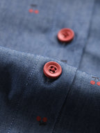 Cherry Embroidered Blue Cotton Dress