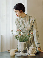 Striped Vintage Button-Down Prairie Dress