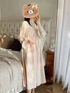 Dreamy Lace-Trim Velvet Nightgown