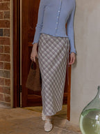 Vintage Plaid Wrap Purple Checkered Skirt