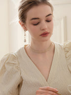 Golden Bloom Pearl Drop Earrings