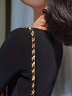 Vintage-Inspired Black Knit and Chiffon Dress