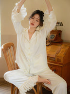 Elegant Ruffle Accent Pajama Set