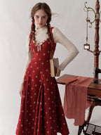 Vintage Red Bow Print Dress